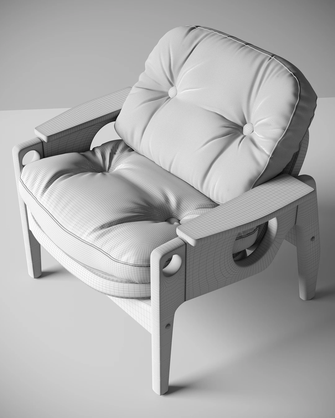 Close presentation view of the Tetê armchair materials